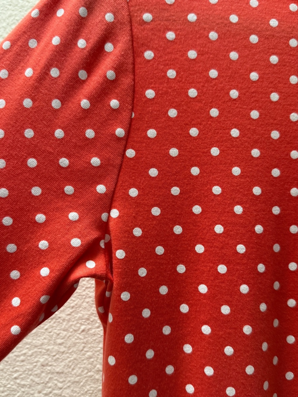 Lauren Ralph Lauren Top L Red Polka Dot Cotton Bell Sleeve Boat Neck - Picture 3 of 9